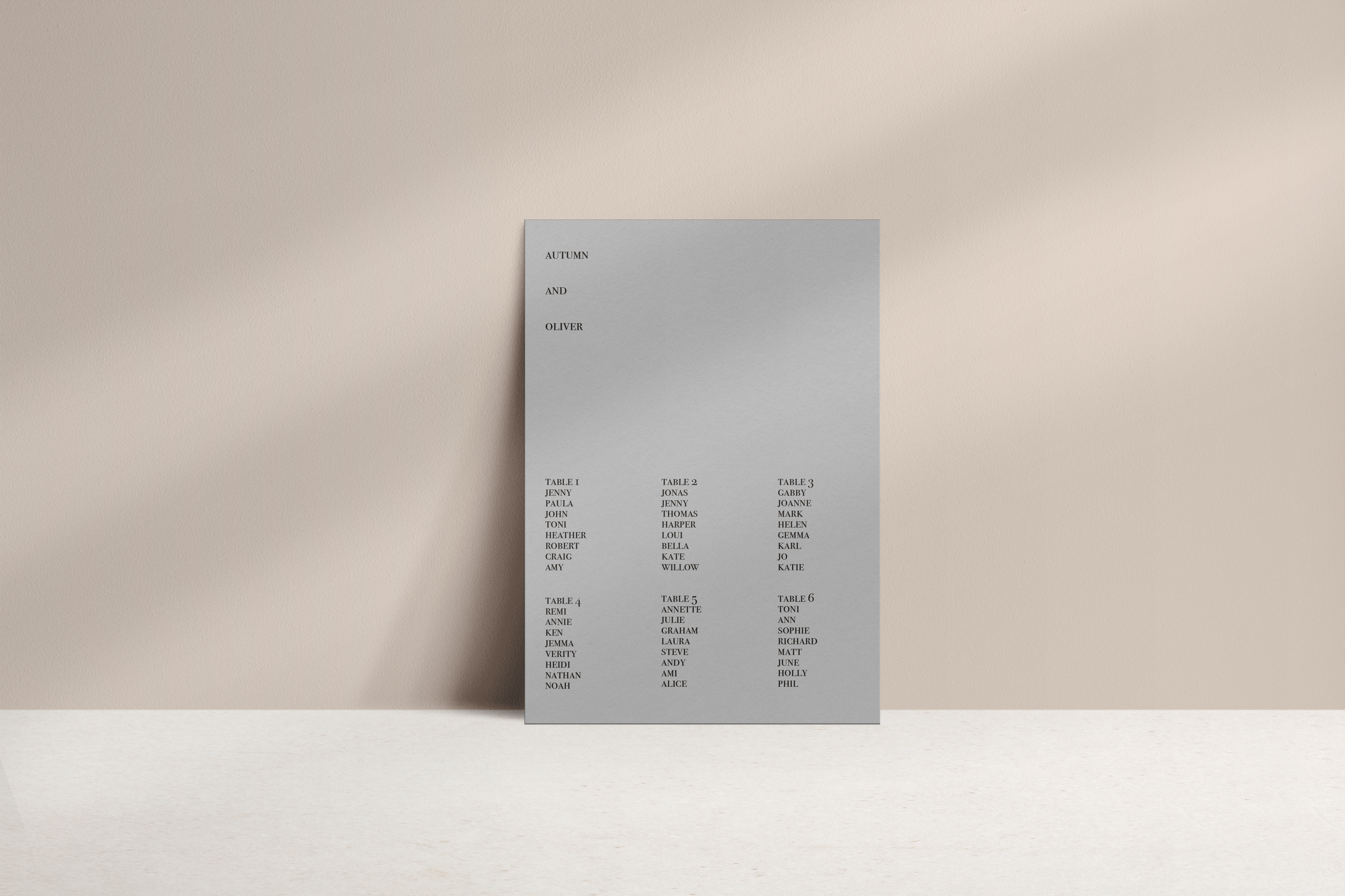 Autumn Table Plan Sign