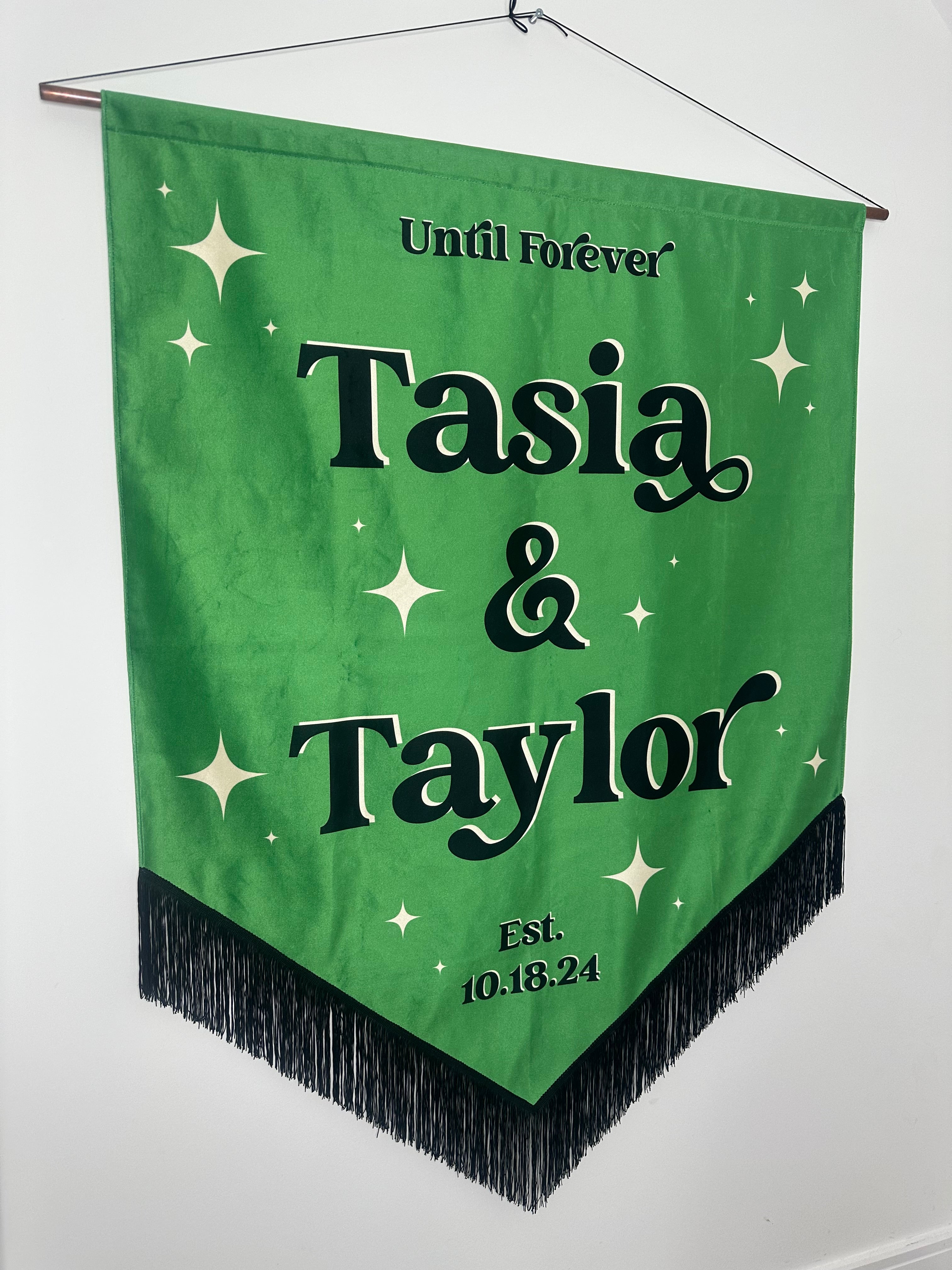 Custom velvet wedding banner, Personalized wedding decor, Luxury wedding banner, Velvet wedding sign, Elegant wedding decoration, Custom wedding signage, Velvet ceremony banner, Wedding name banner, Romantic wedding decor, Personalized wedding banner, Customized velvet sign, Wedding aisle banner, Sophisticated wedding decor, Premium velvet banner, Wedding reception sign.