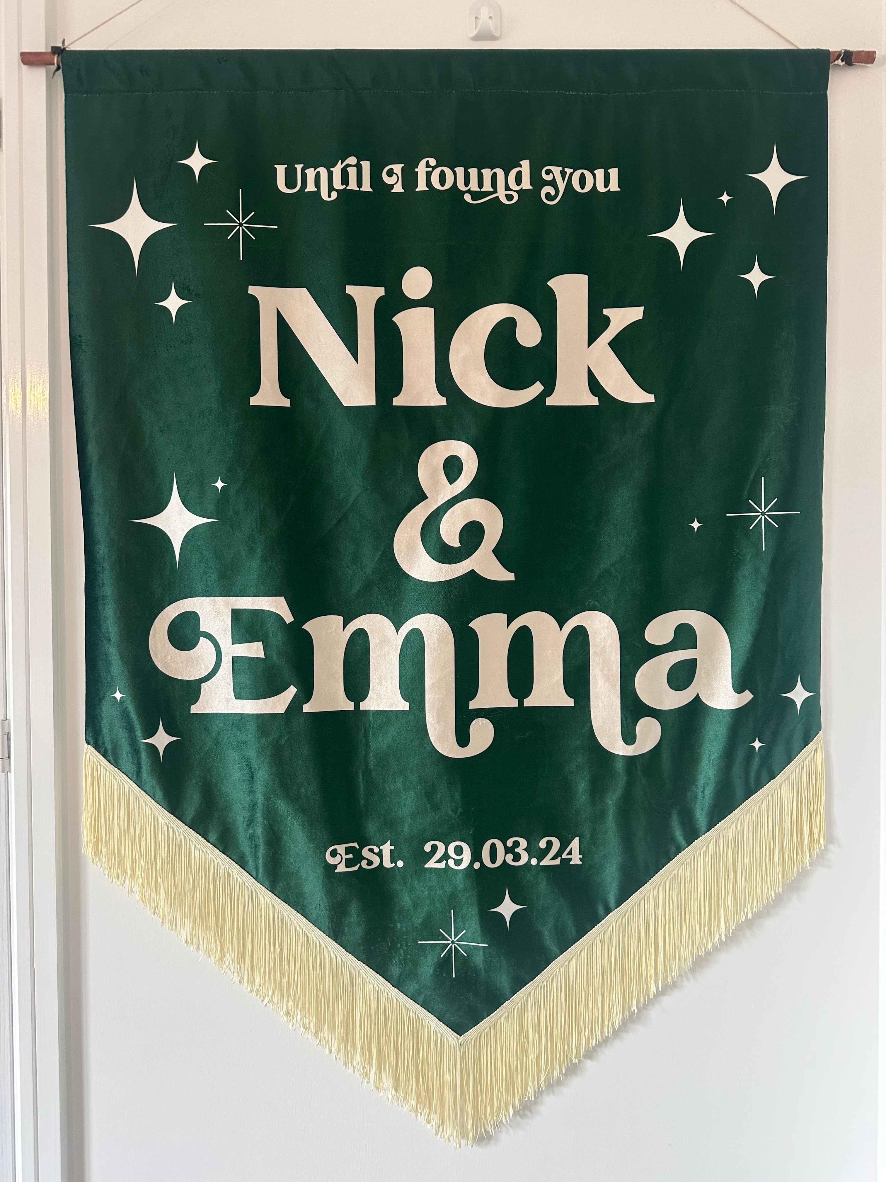 Custom velvet wedding banner, Personalized wedding decor, Luxury wedding banner, Velvet wedding sign, Elegant wedding decoration, Custom wedding signage, Velvet ceremony banner, Wedding name banner, Romantic wedding decor, Personalized wedding banner, Customized velvet sign, Wedding aisle banner, Sophisticated wedding decor, Premium velvet banner, Wedding reception sign.