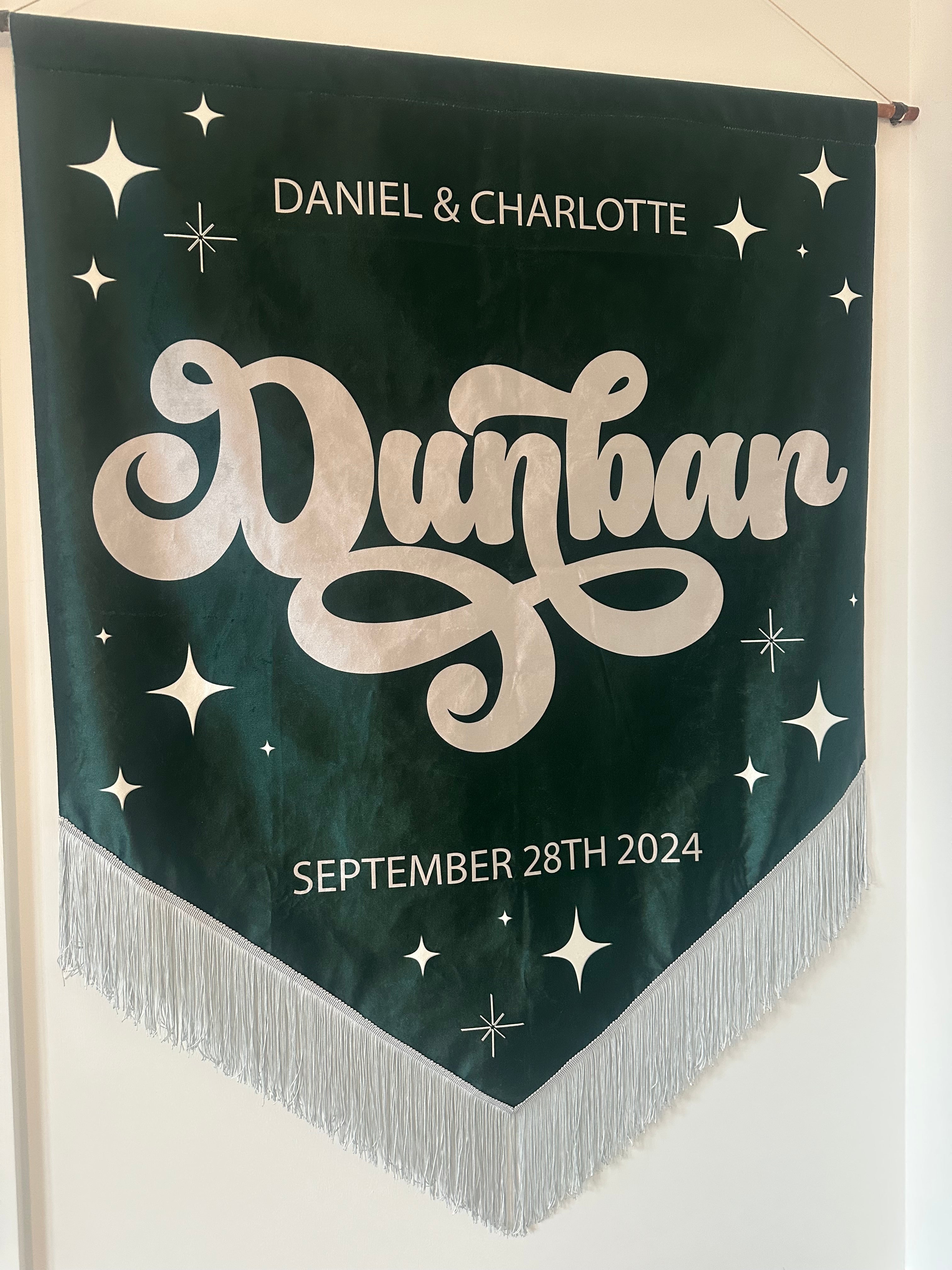Custom velvet wedding banner, Personalized wedding decor, Luxury wedding banner, Velvet wedding sign, Elegant wedding decoration, Custom wedding signage, Velvet ceremony banner, Wedding name banner, Romantic wedding decor, Personalized wedding banner, Customized velvet sign, Wedding aisle banner, Sophisticated wedding decor, Premium velvet banner, Wedding reception sign.
