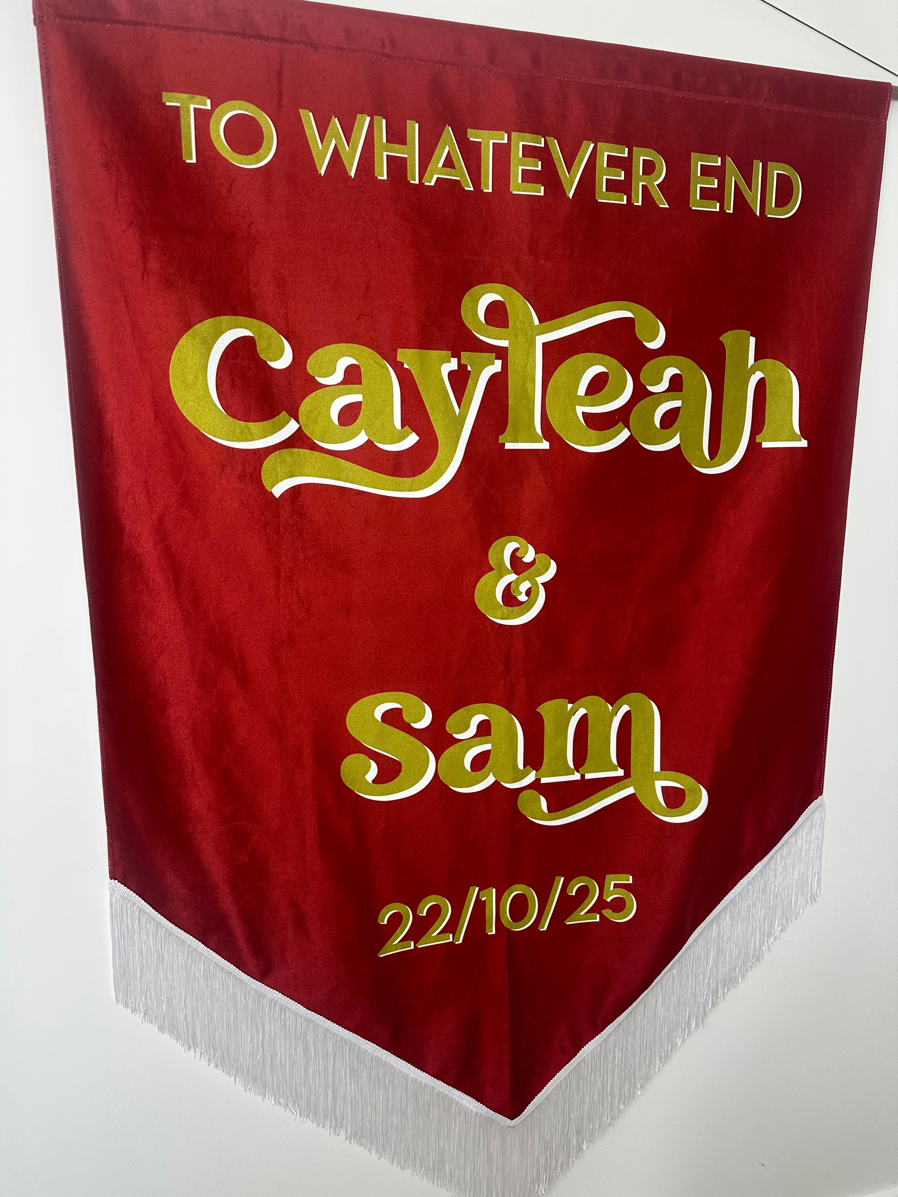 Custom velvet wedding banner, Personalized wedding decor, Luxury wedding banner, Velvet wedding sign, Elegant wedding decoration, Custom wedding signage, Velvet ceremony banner, Wedding name banner, Romantic wedding decor, Personalized wedding banner, Customized velvet sign, Wedding aisle banner, Sophisticated wedding decor, Premium velvet banner, Wedding reception sign.
