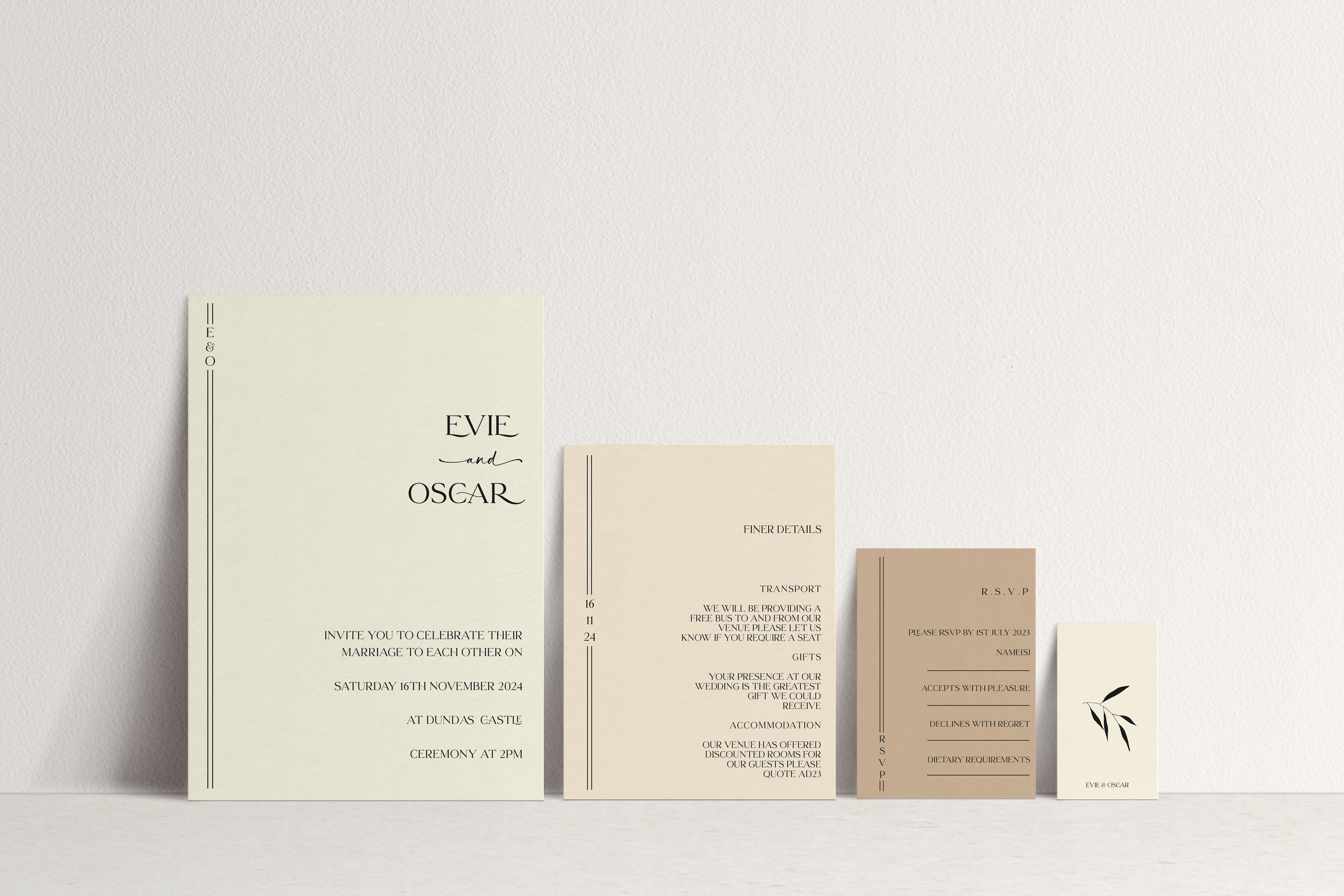 Evie Invitation 4 card stack