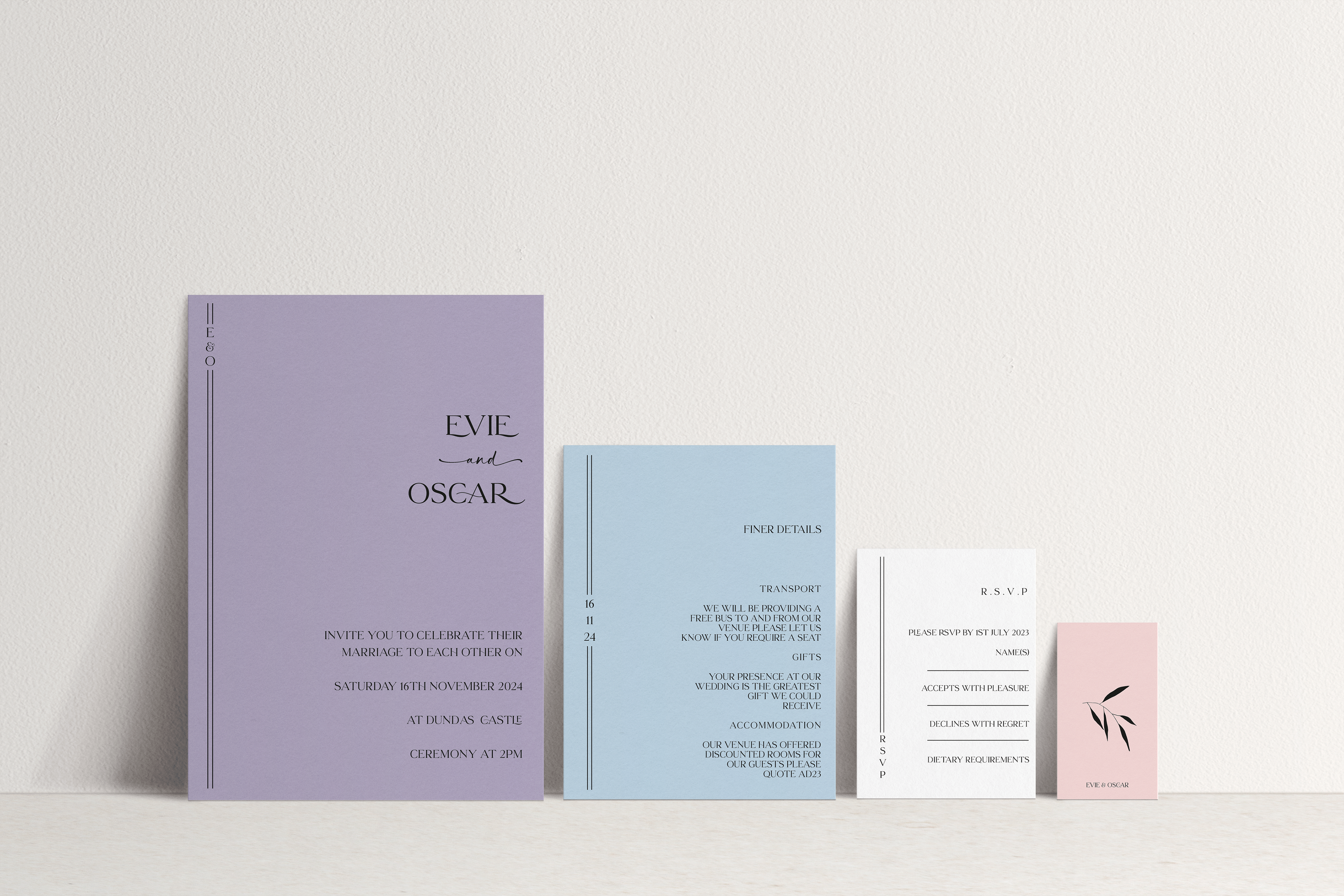 Evie Invitation 4 card stack