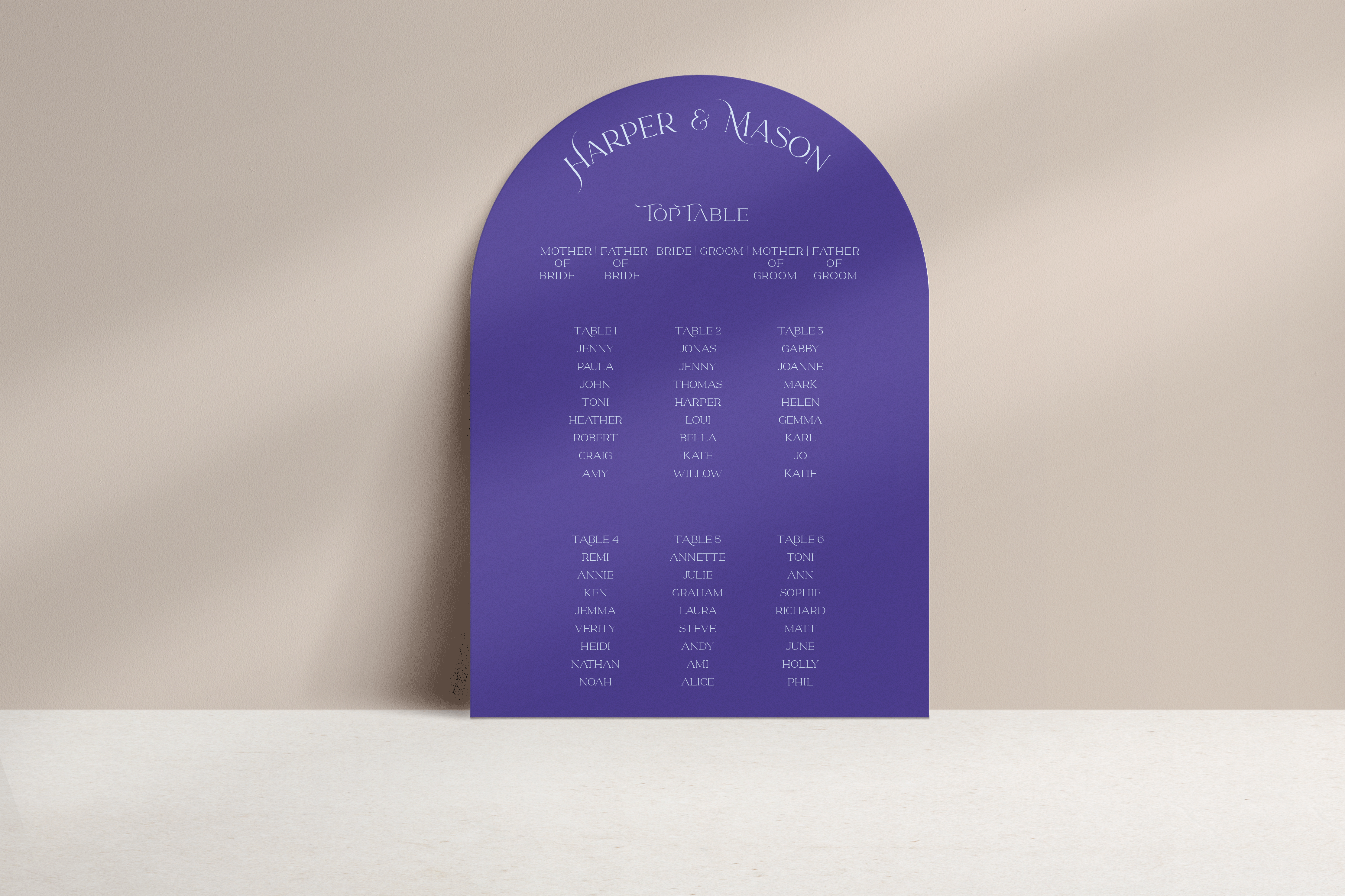 Harper Table Plan Sign