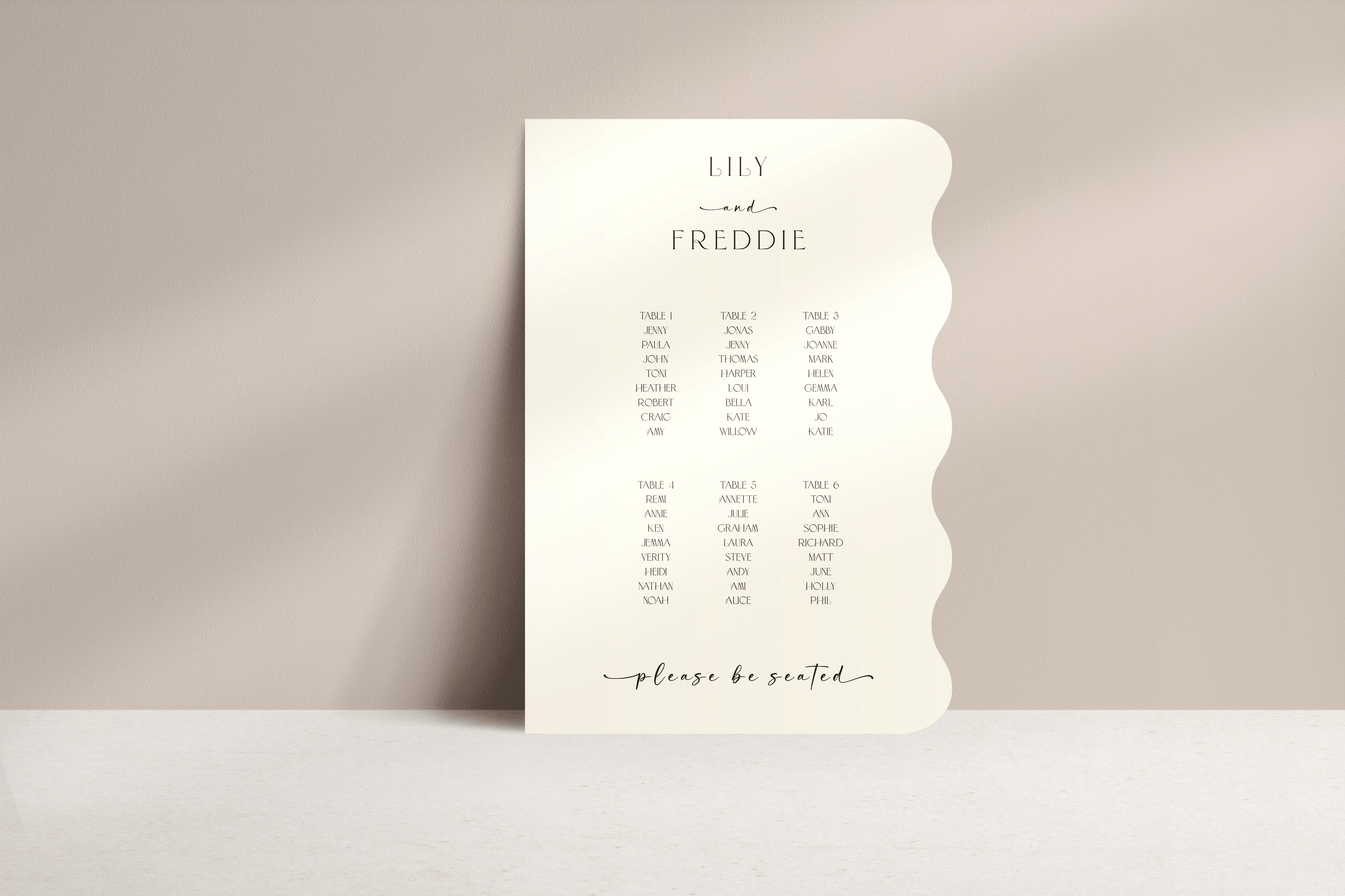 Lily Table Plan Sign