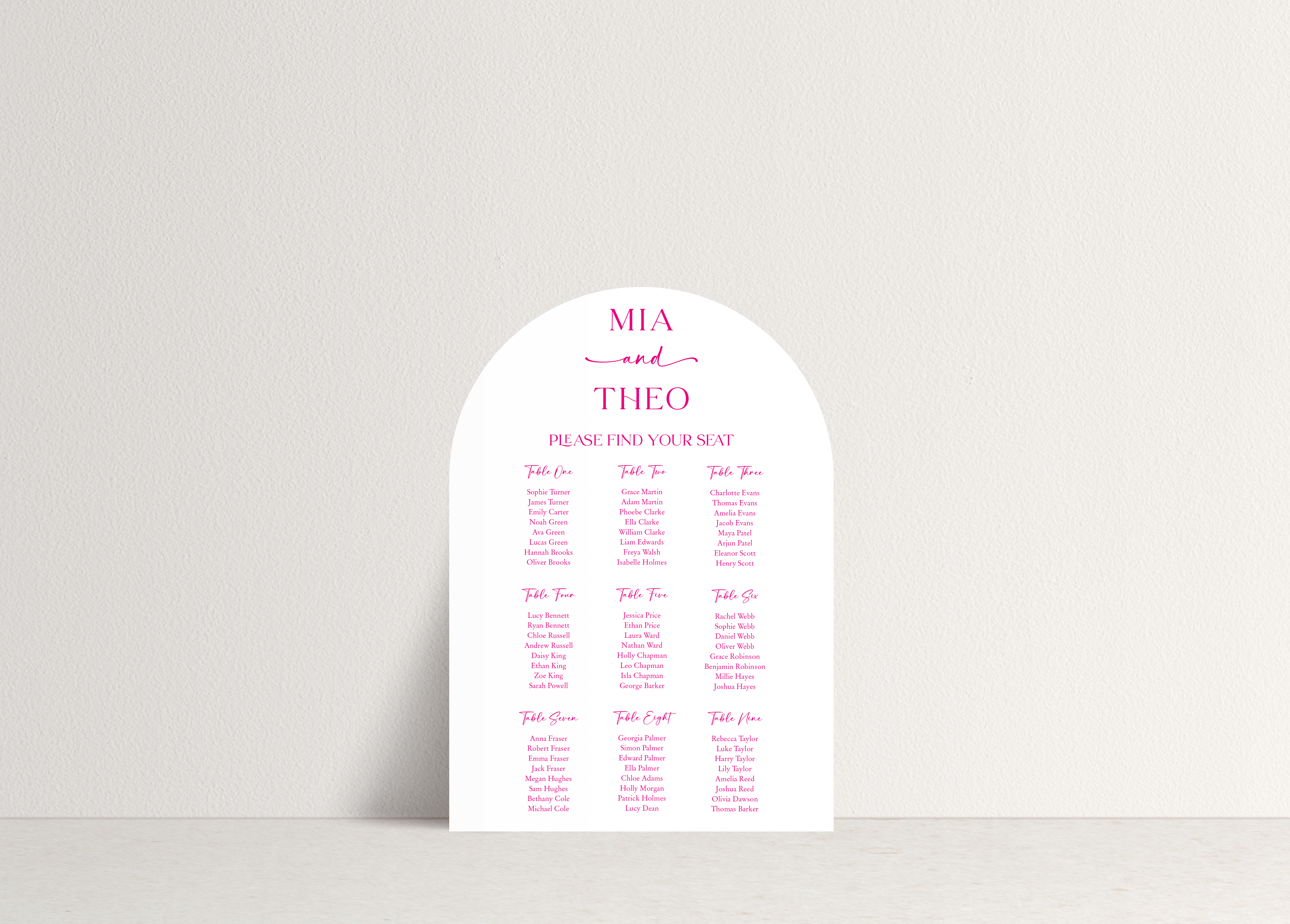 Mia Table Plan Sign