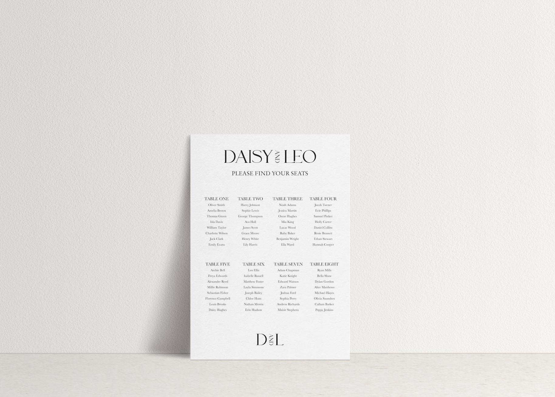 Daisy Table Plan Sign