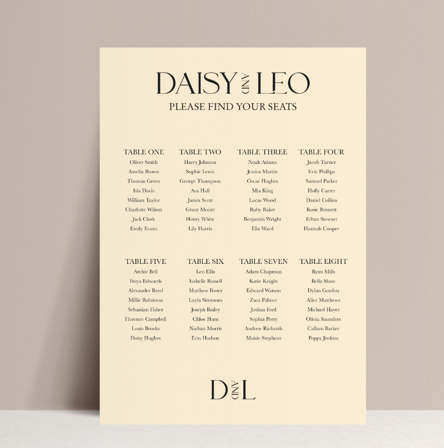 Daisy Table Plan Sign