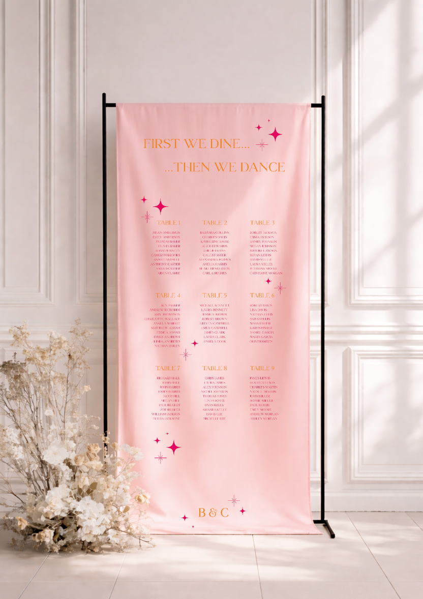Seating Plan Fabric Sign ~ linen or satin