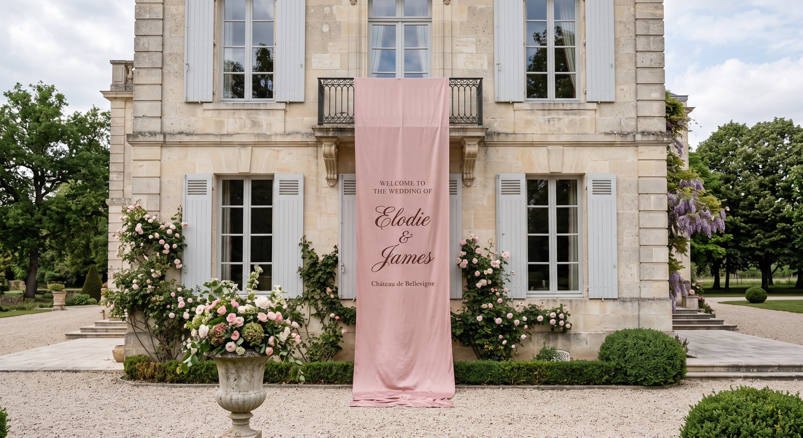 Oversized Silk Wedding Welcome Sign