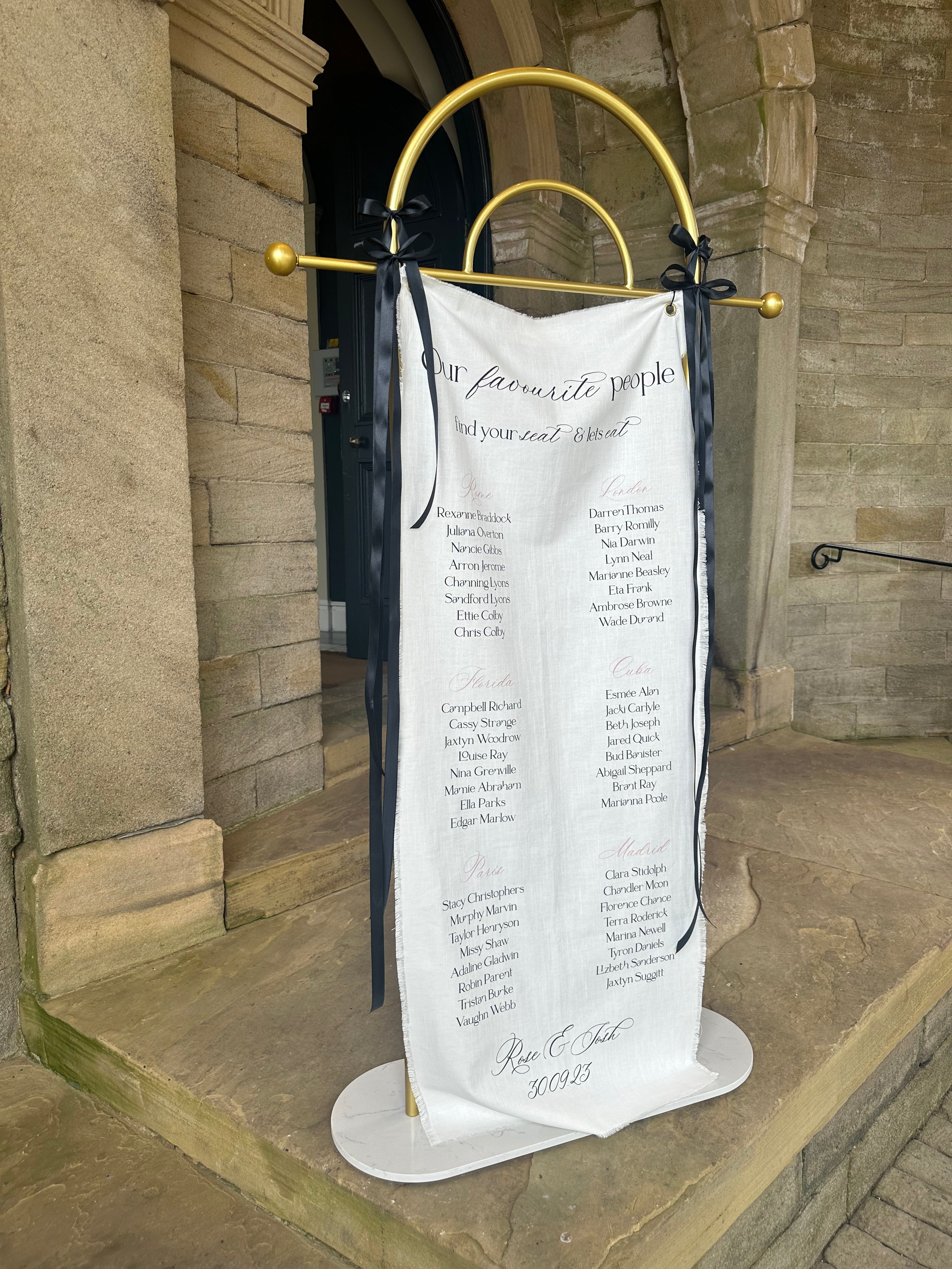 Luxury Linen Wedding Welcome Banner 60cm wide