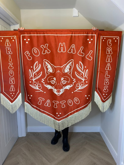 Luxury Fabric Ruffle Hemmed Wedding Banner 80cm wide – Autumn Rose Paper Co