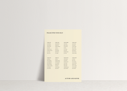 Autumn Table Plan Sign