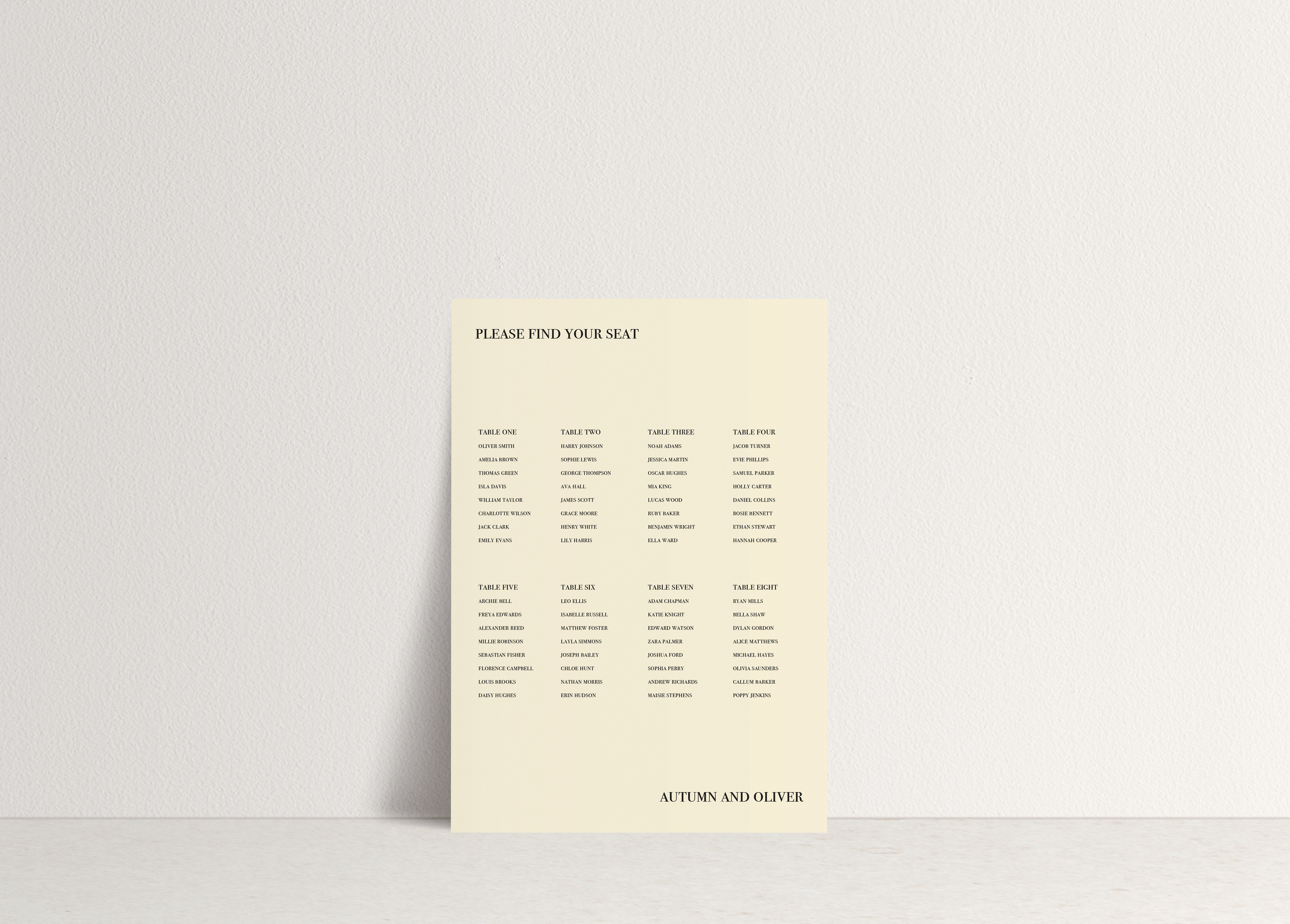 Autumn Table Plan Sign