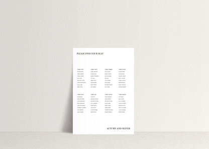 Autumn Table Plan Sign