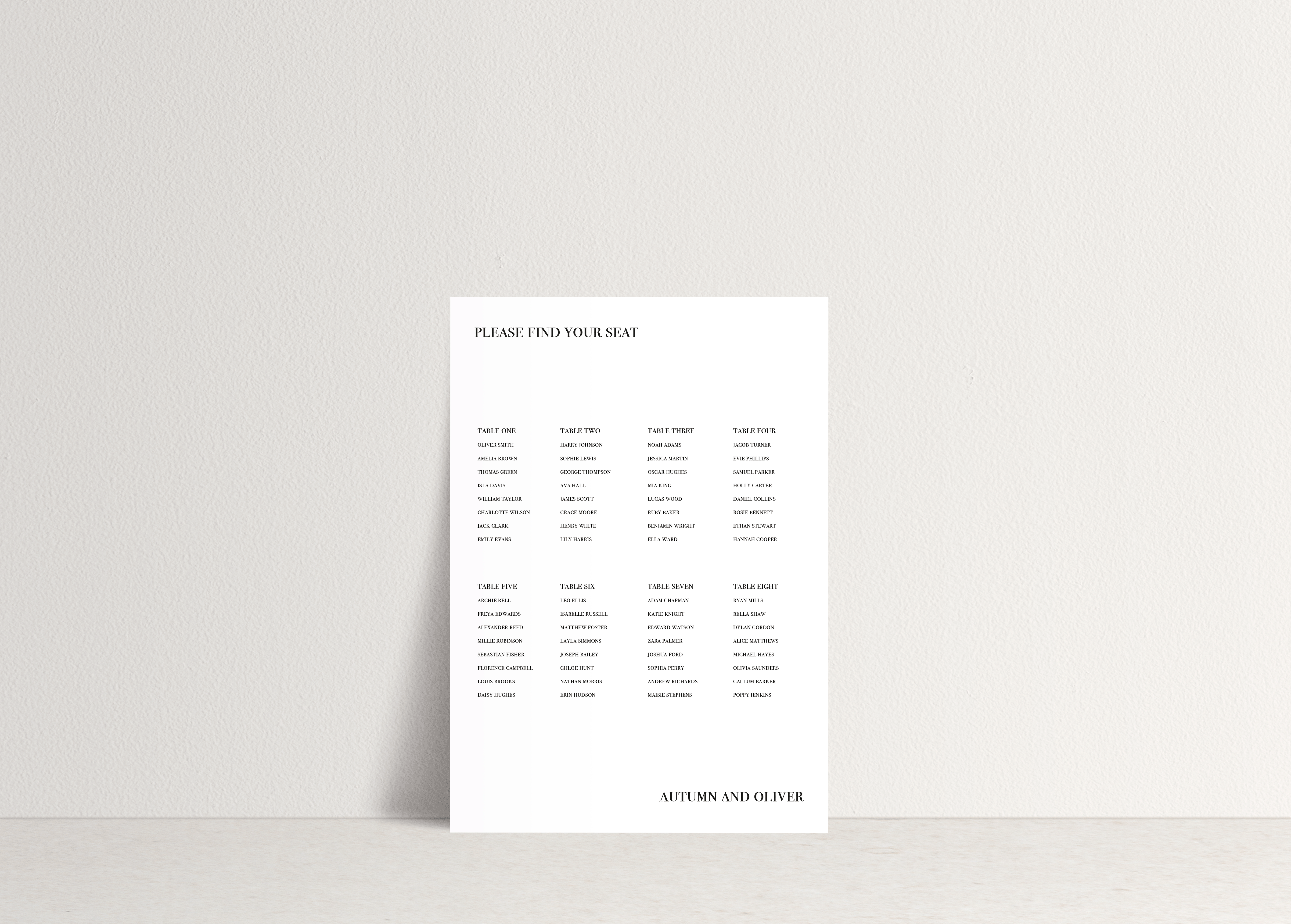 Autumn Table Plan Sign