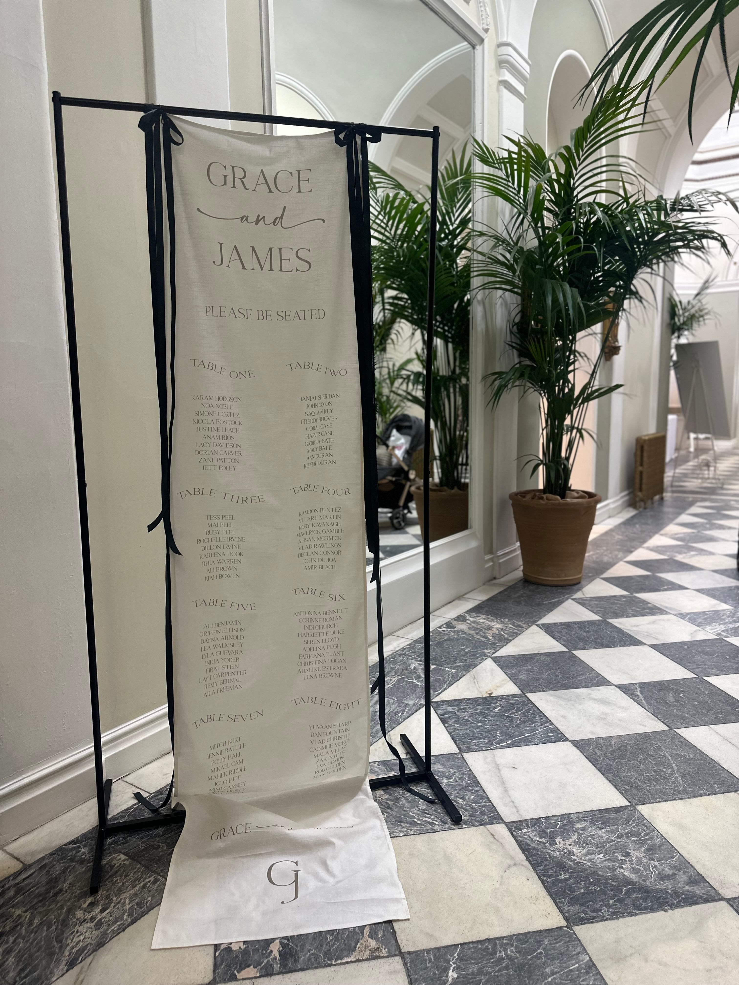 Luxury Linen Wedding Welcome Banner 60cm wide