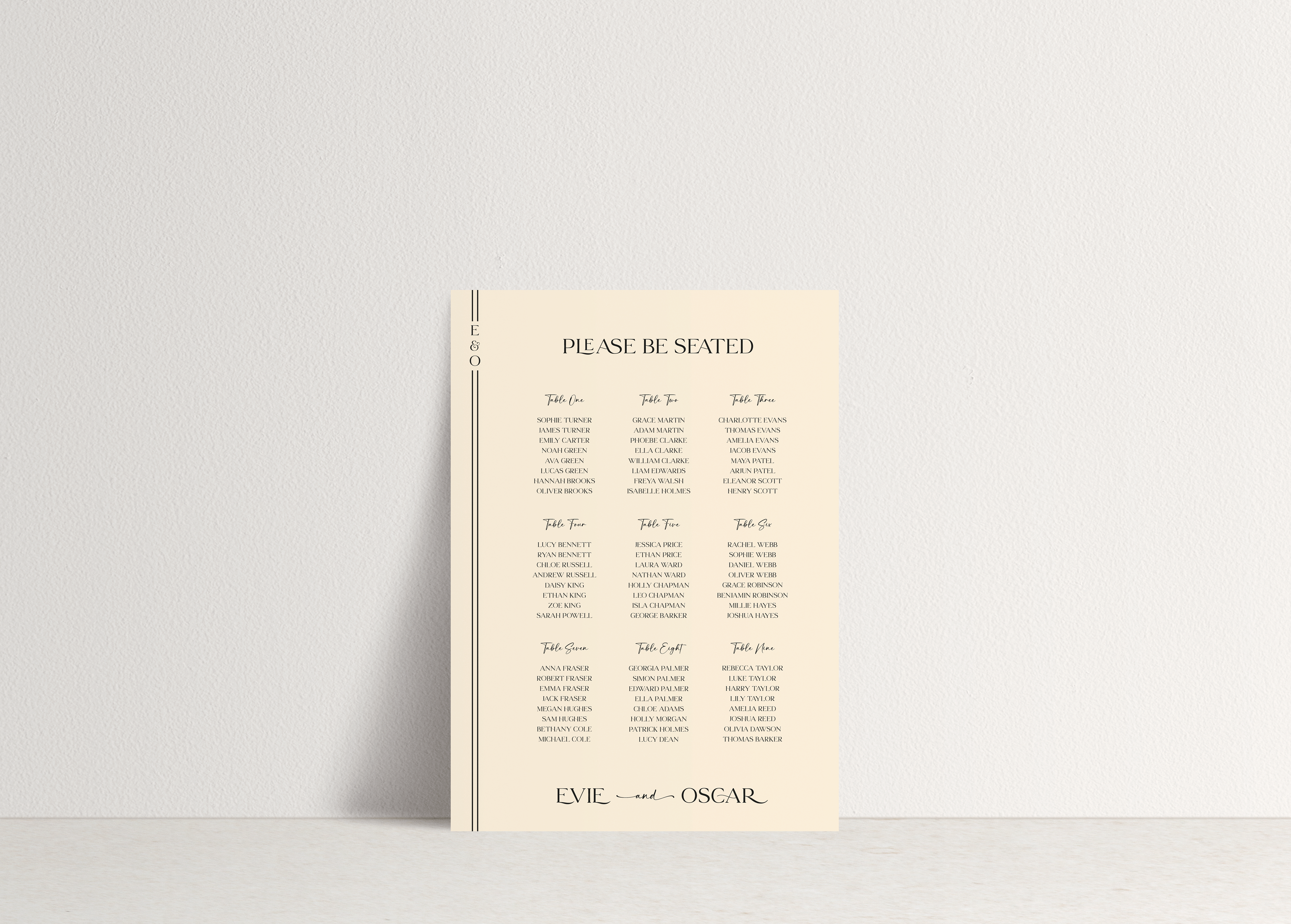 Evie Table Plan Sign