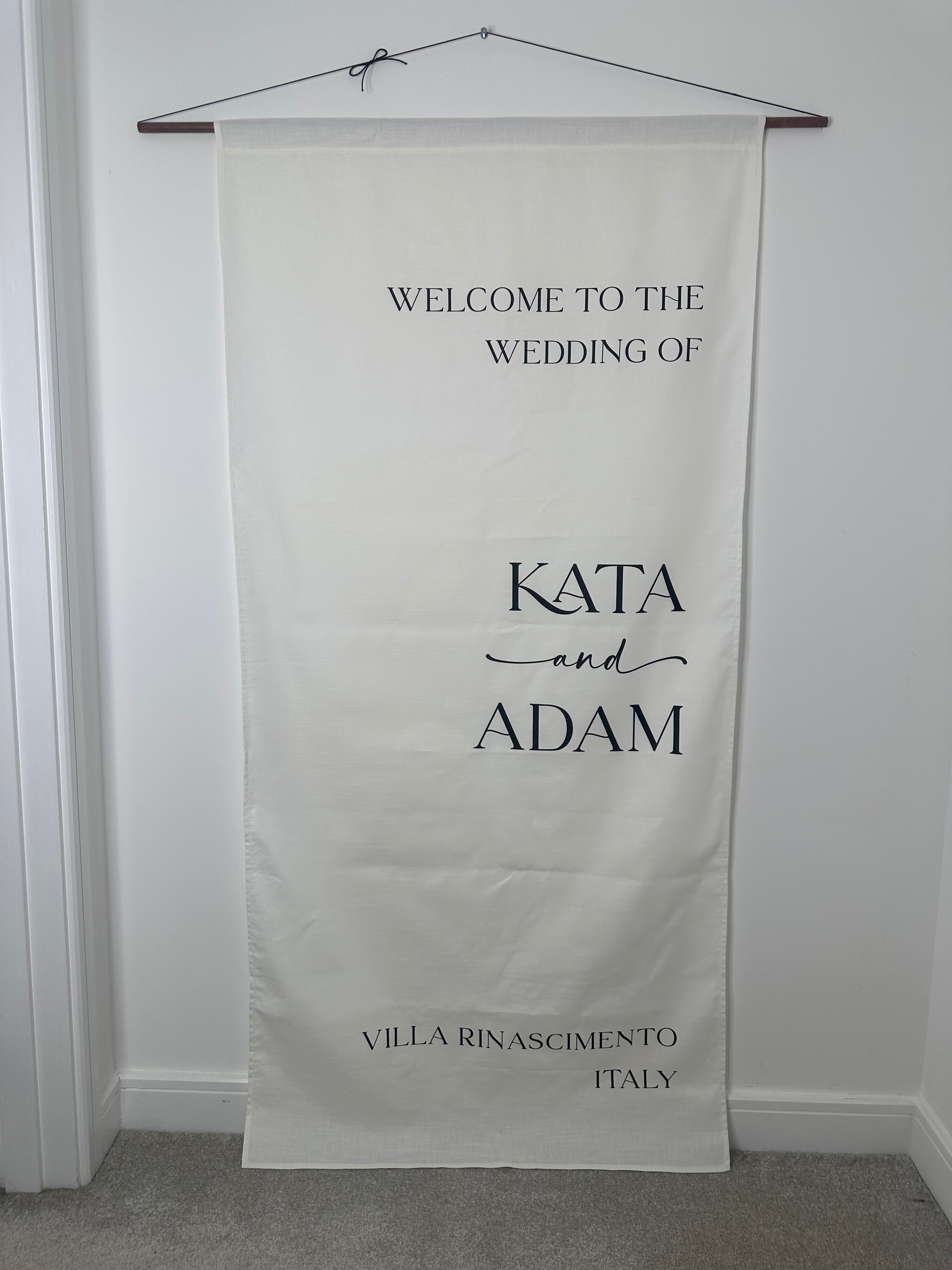 Luxury Linen Wedding Welcome Banner 80cm wide