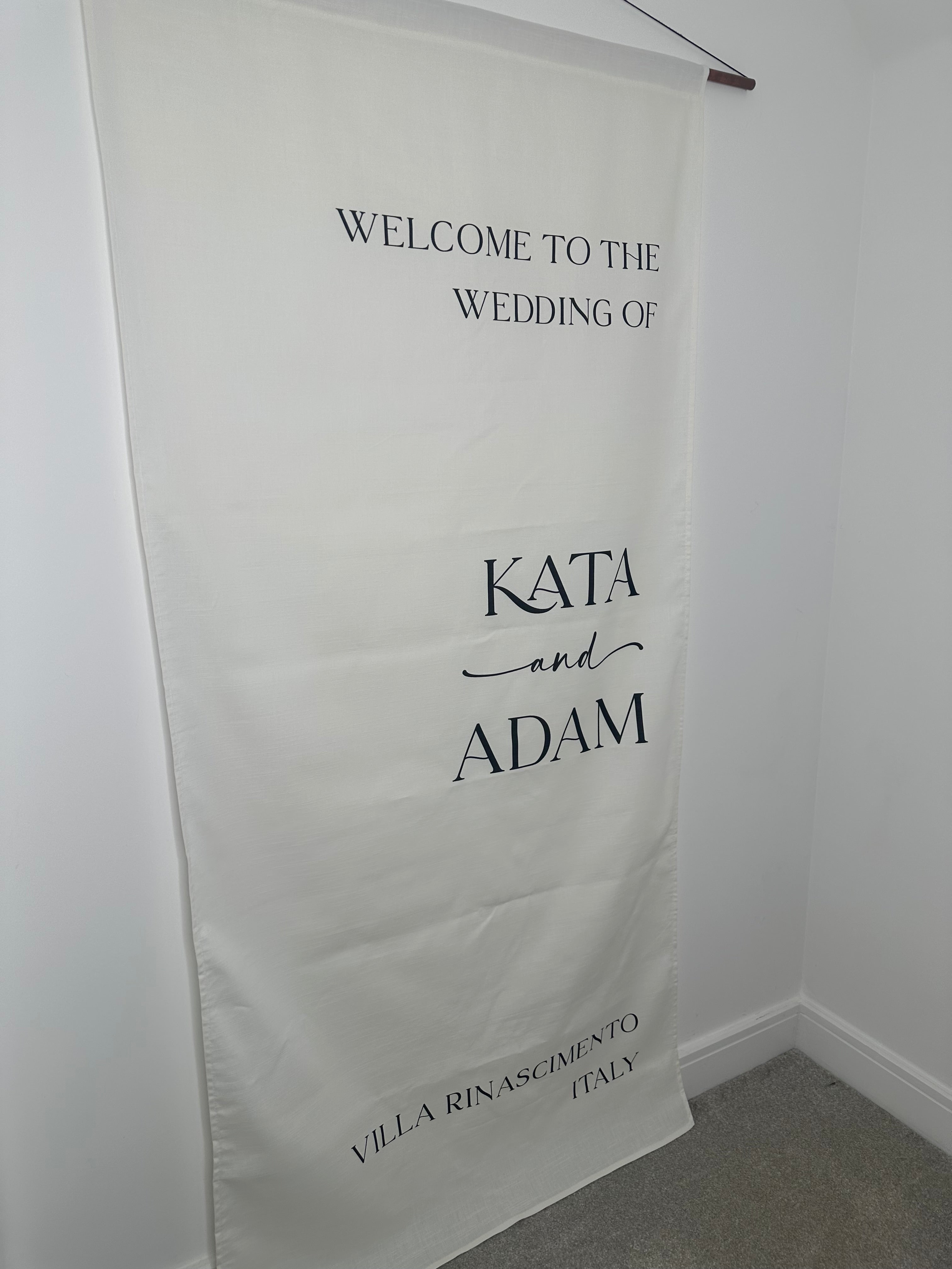 Luxury Linen Wedding Welcome Banner 60cm wide