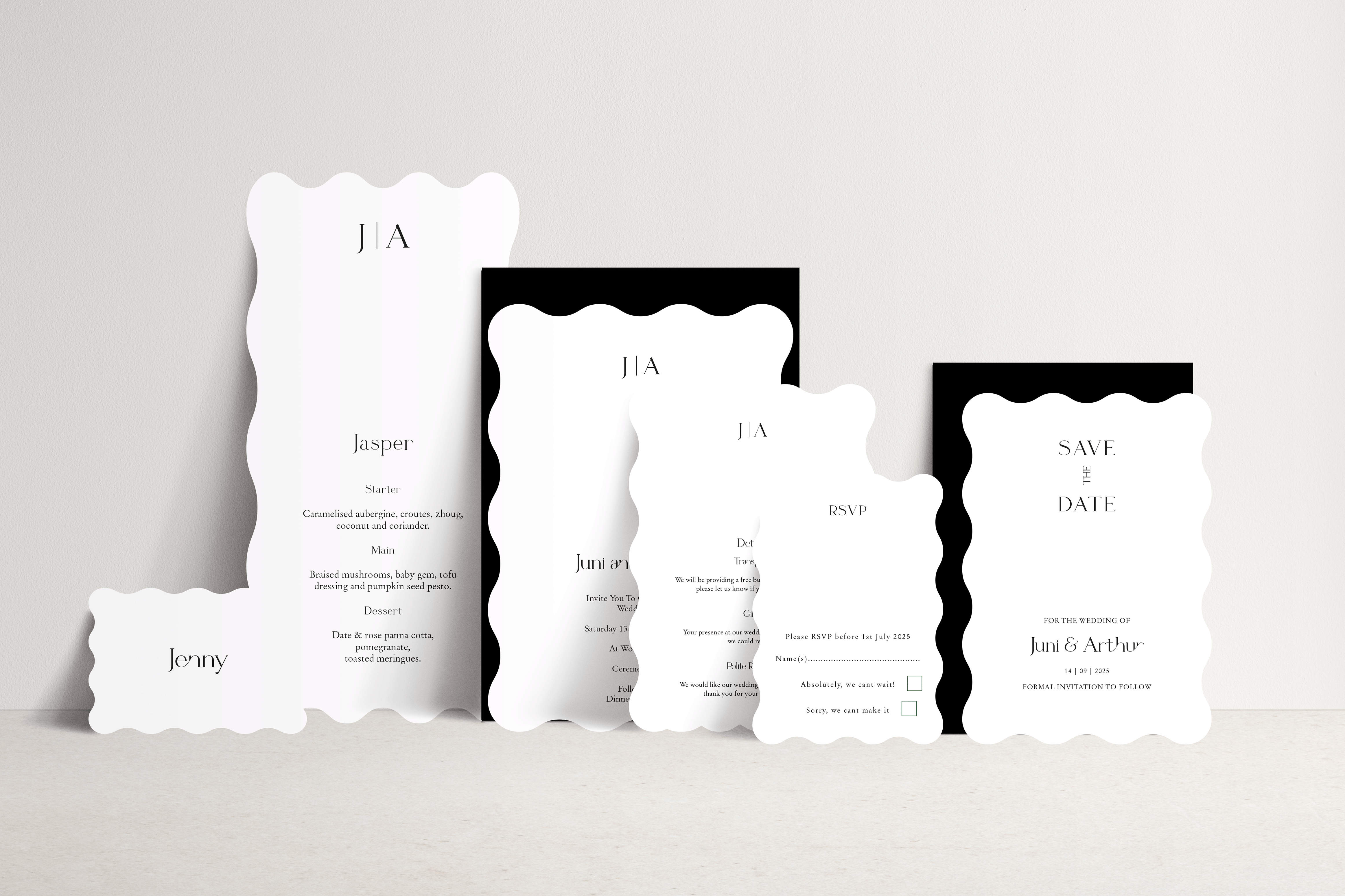 Juni Invitation 3 card stack