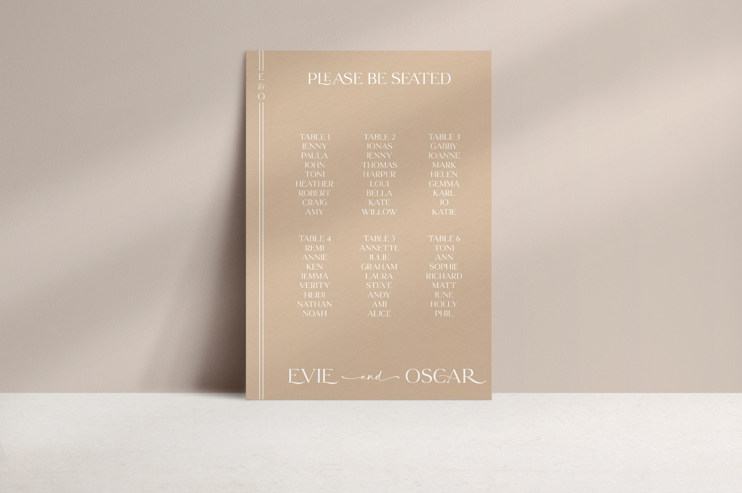 Evie Table Plan Sign