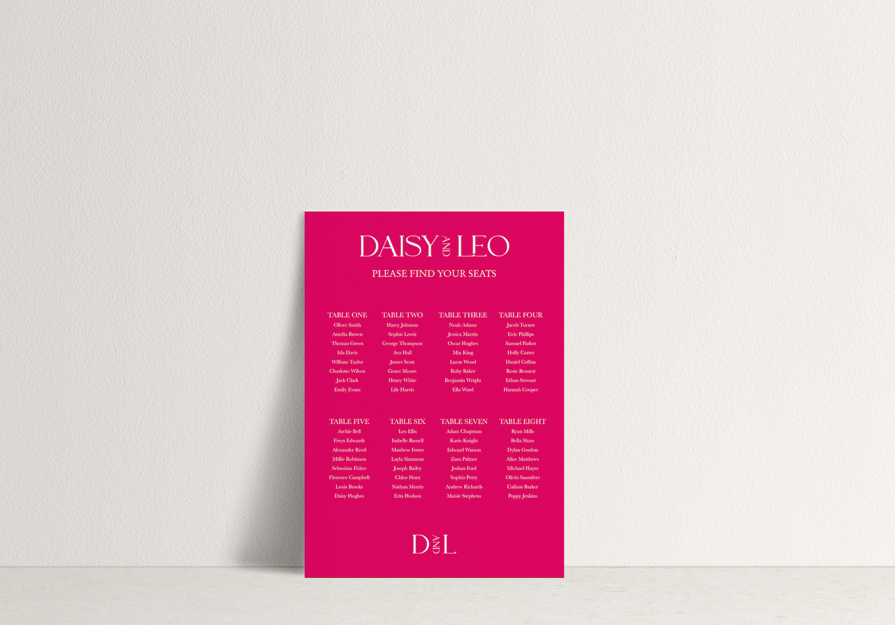 Daisy Table Plan Sign