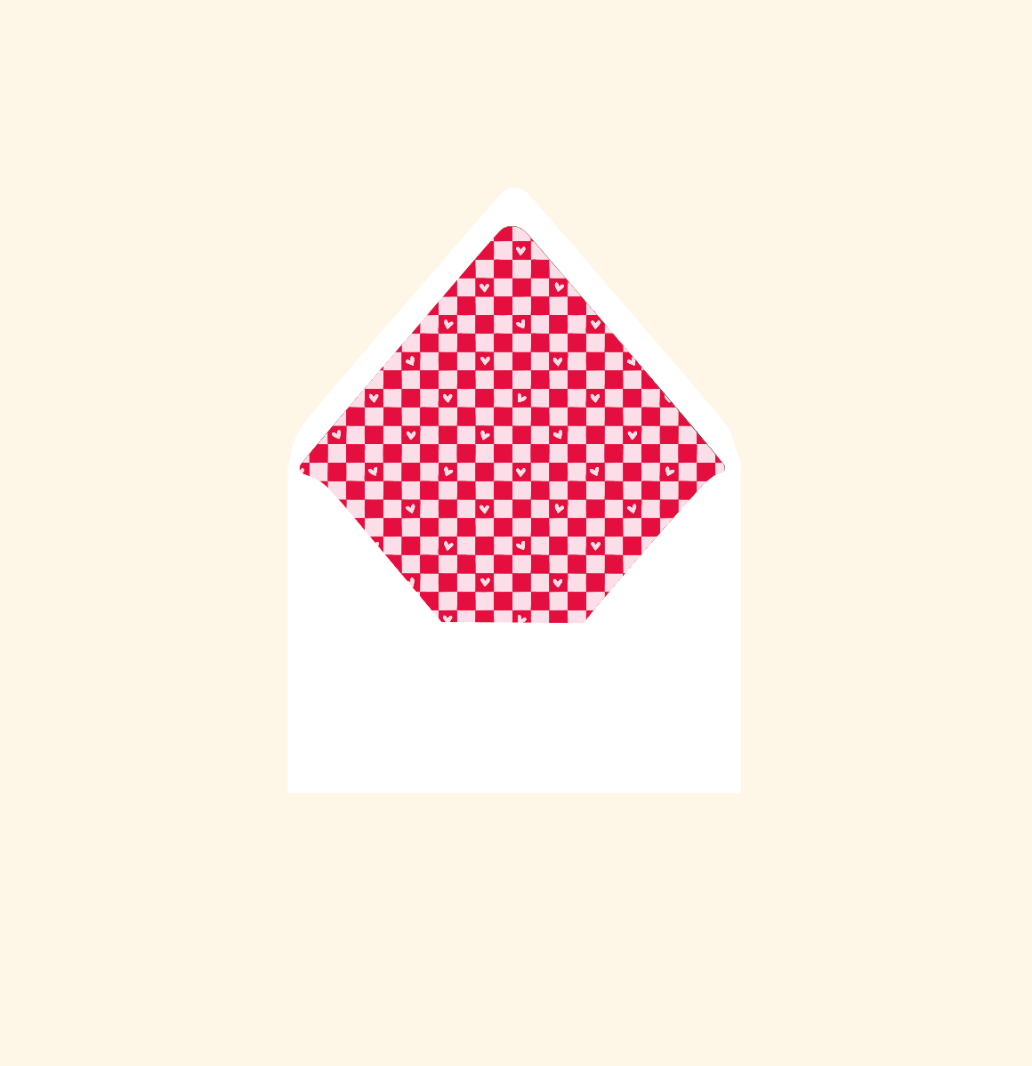 Envelope liner ~ Pink heart checkerboard