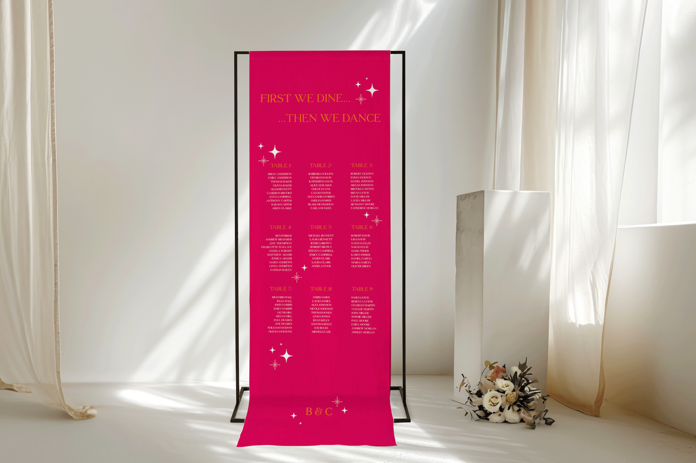 Luxury Fabric Ruffle Hemmed Wedding Banner 80cm wide – Autumn Rose Paper Co