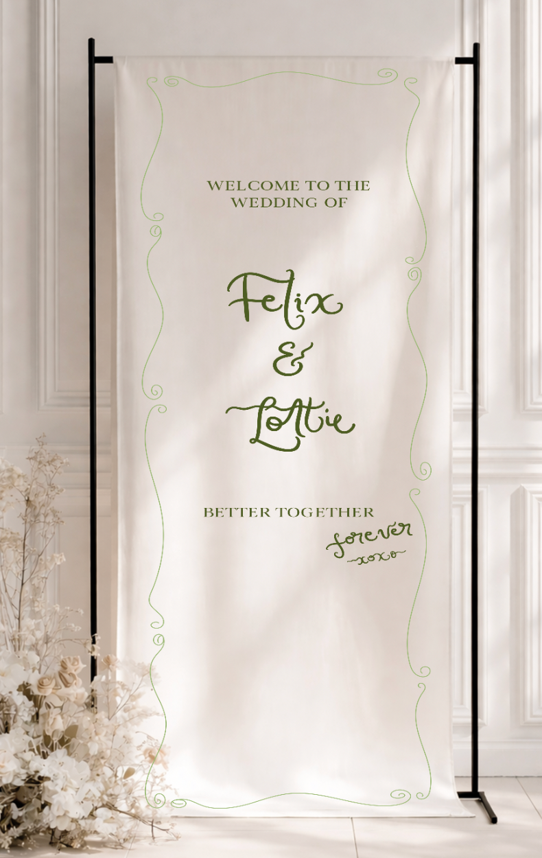 Welcome Fabric Sign ~ linen or satin