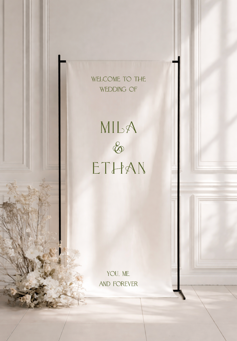 Welcome Fabric Sign ~ linen or satin