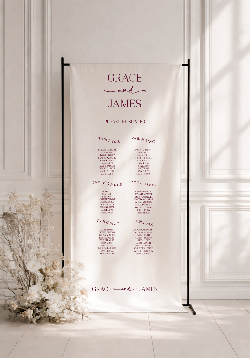 Seating Plan Fabric Sign ~ linen or satin