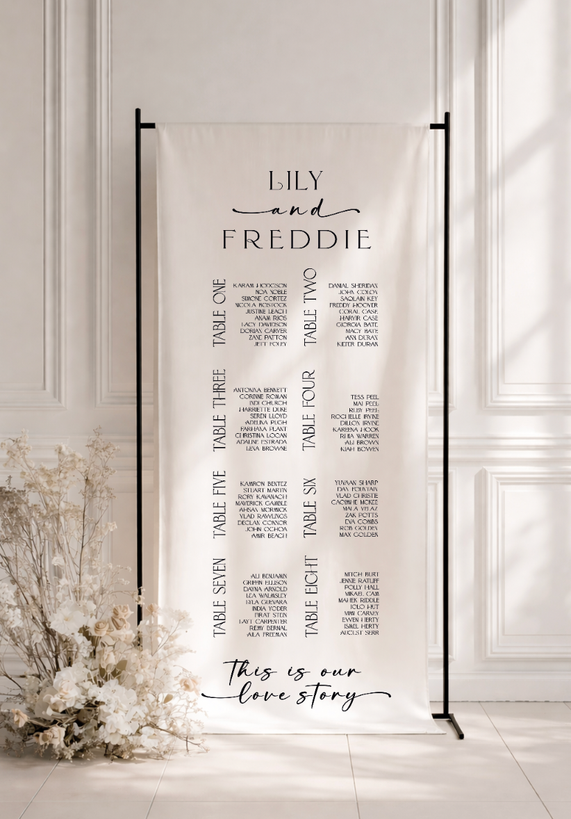 Seating Plan Fabric Sign ~ linen or satin