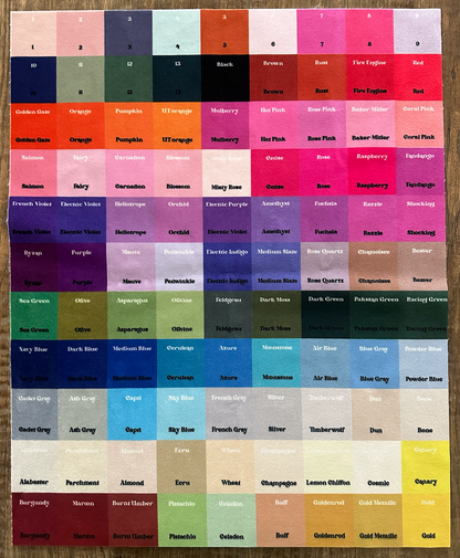 Velvet banner colour chart