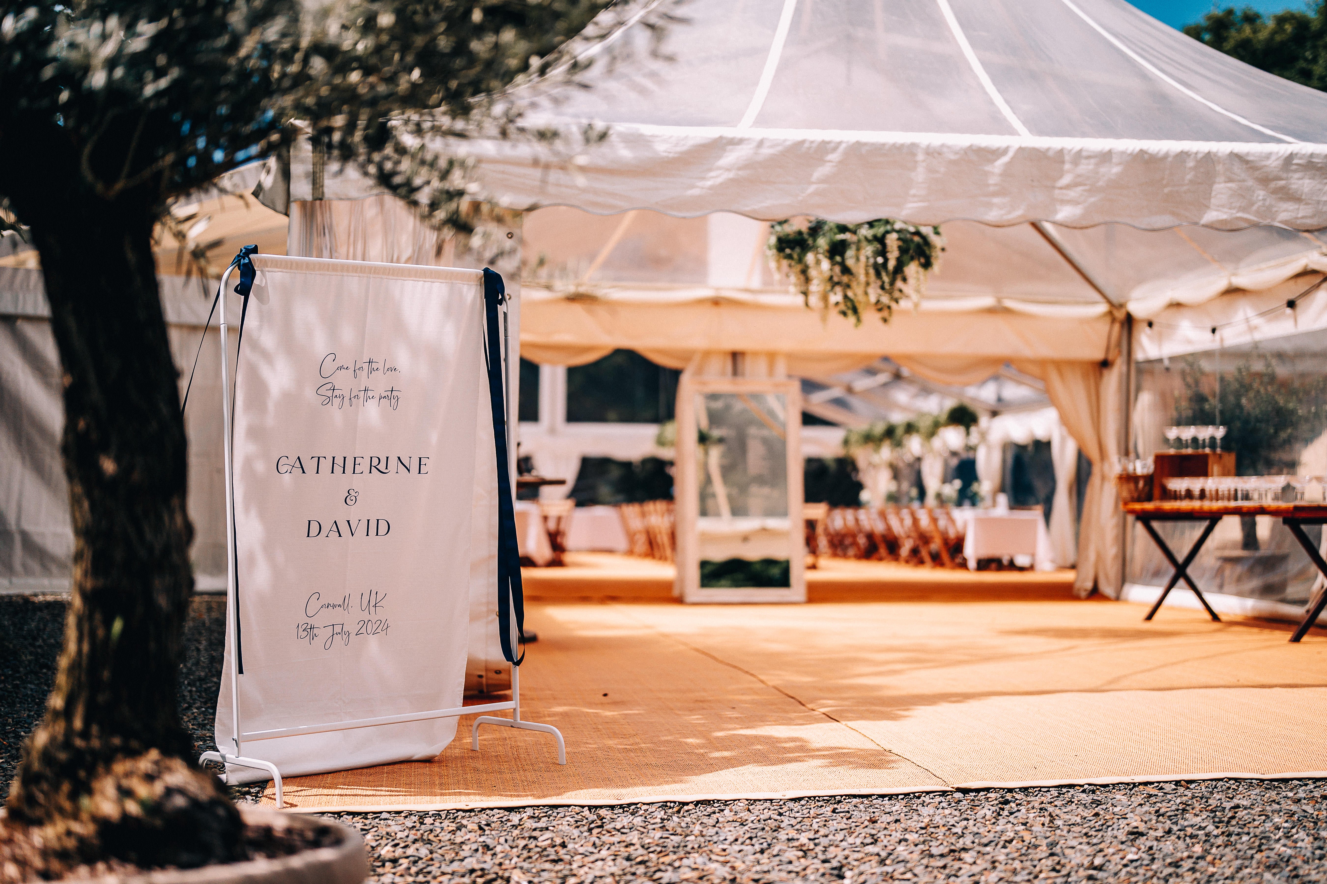 Luxury Linen Wedding Welcome Banner 80cm wide