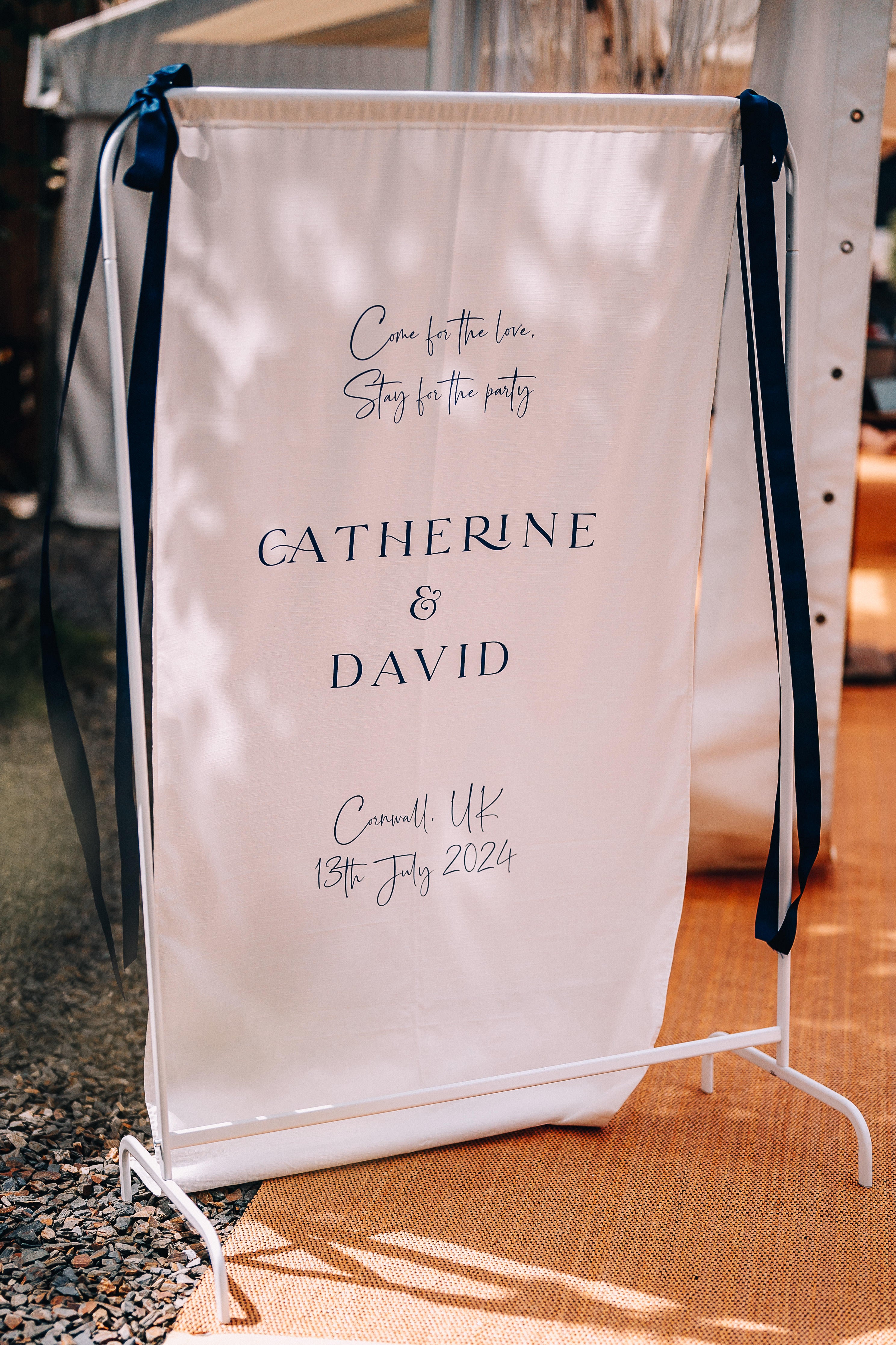 Luxury Linen Wedding Welcome Banner 80cm wide