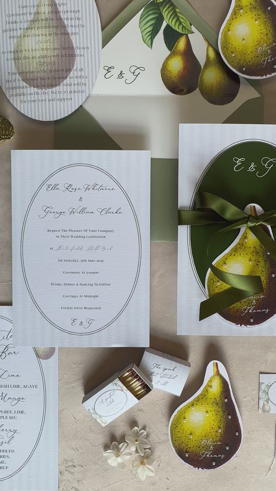 Ella Invitation 3 piece card set