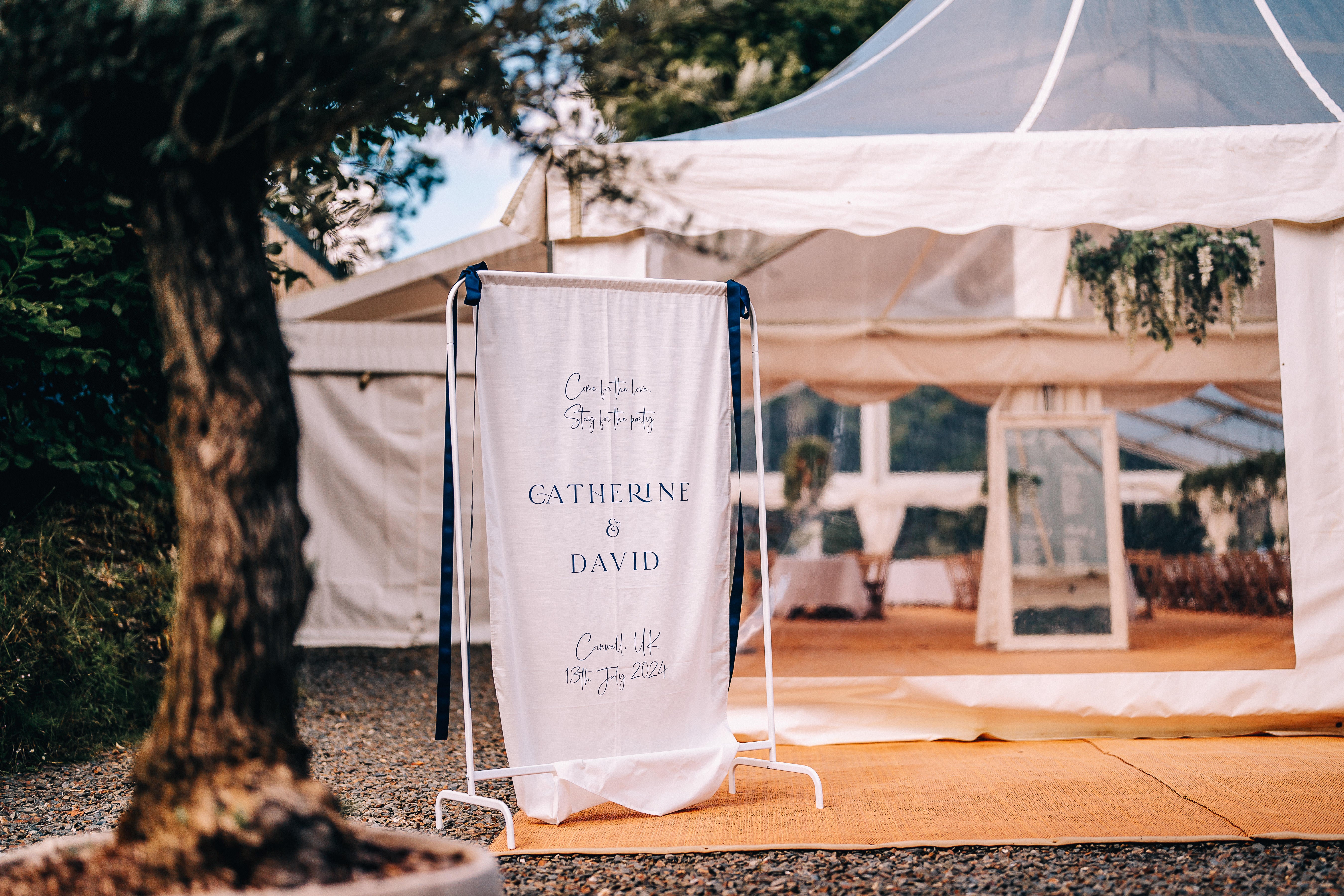 Luxury Linen Wedding Welcome Banner 80cm wide